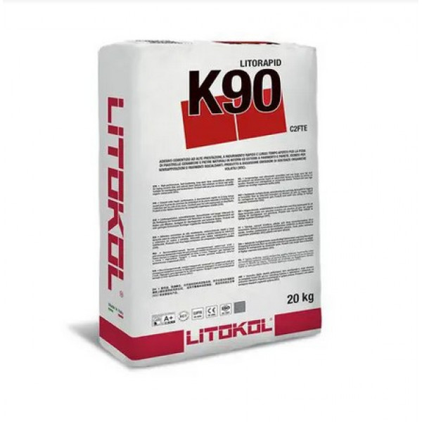 Клей цементний Litorapid K90 еластичний для керамічної плитки, 20 кг (K91B0020), Білий
