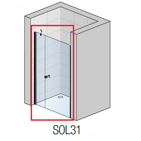 Oдностворчатая дверь с фиксированной стенкой в одной линии SAN SWISS BlackLine Solino SOL3112000607, 120см, стекло прозрачное, проф.чёрный мат.