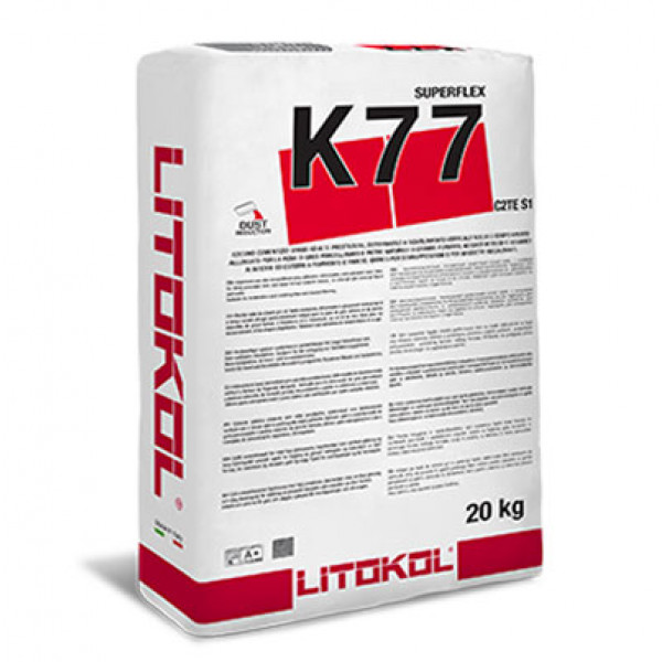 Клей цементний Litokol Superflex K77 високоеластичний, 20 кг (K77B0020), Білий