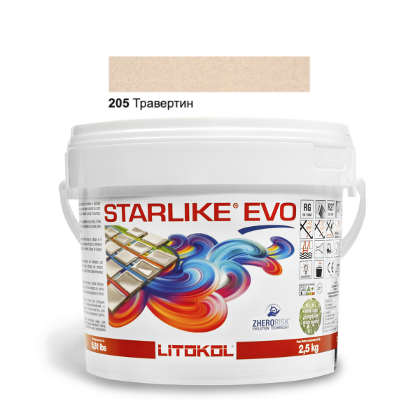 Затирочная смесь Litokol Starlike EVO STEVOTRV02.5 205 Травертин 2,5 кг