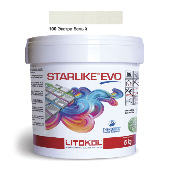 Затирочная смесь Litokol Starlike EVO STEVOBSS0005 100 Экстра Белый 5 кг