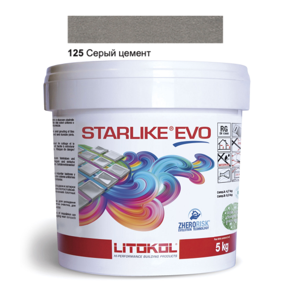 Затирочная смесь Litokol Starlike EVO STEVOGCM0005 125 Серый Цемент 5 кг