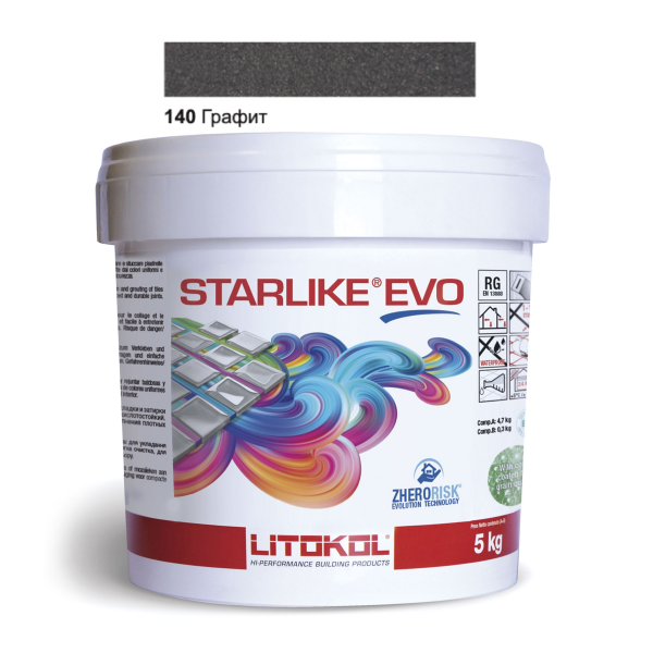 Затирочная смесь Litokol Starlike EVO STEVONGR0005 140 Графит 5 кг