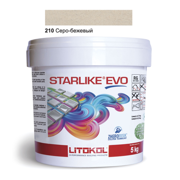 Затирочная смесь Litokol Starlike EVO STEVOGRE0005 210 Серо-бежевый 5 кг