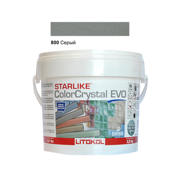 Затирочная смесь Litokol Starlike ColorCrystal EVO CCEVOGSL02.5 800 Серый 2,5 кг