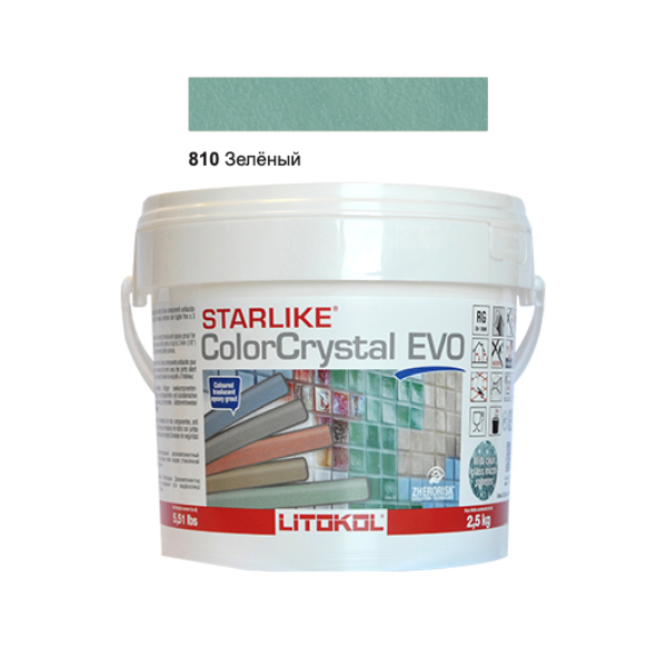Затирочная смесь Litokol Starlike ColorCrystal EVO CCEVOVCP02.5 810 Зеленый 2,5 кг