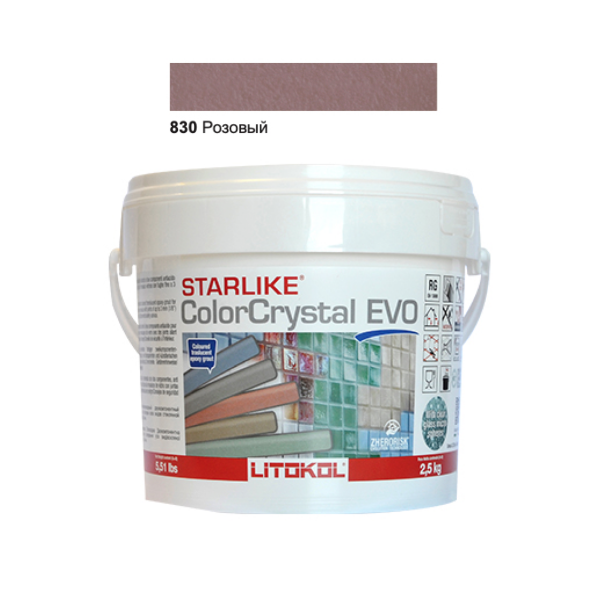 Затирочная смесь Litokol Starlike ColorCrystal EVO CCEVORKY02.5 830 Розовый 2,5 кг