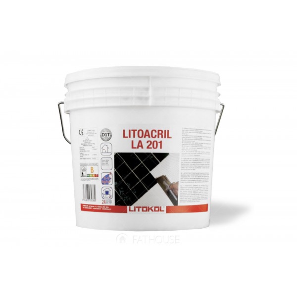 Дисперсійний клей Litokol Litoacril для плитки Клас D1T, 5 кг (LA2010005), Білий