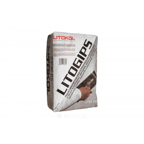 Шпаклівка Litokol Litogips гіпсова, мішок 20 кг (LGPS0020 ), Білий